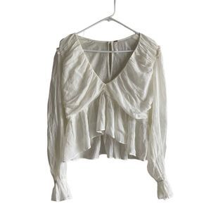 Free People White Ruffled Blouse